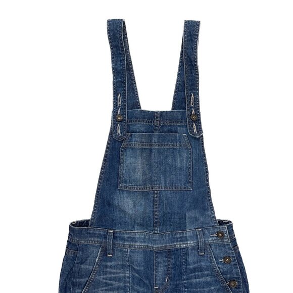 Unbranded Overalls Distressed Crop Women's size XS Blue Denim Jeans - Picture 3 of 4